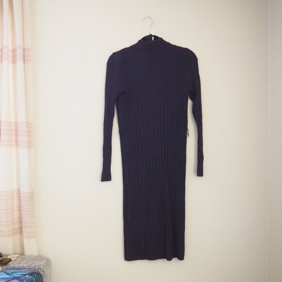 !! Ann Taylor Navy Blue Button Front Long Sleeve Sweater Dress sz M - Picture 6 of 6
